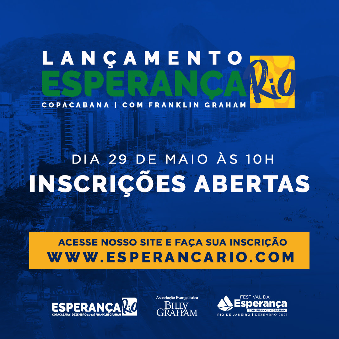ÚLTIMAS VAGAS para o Lançamento do Esperança Rio