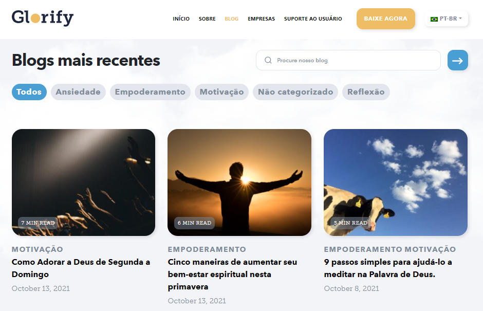 Glorify lança blog com conteúdos para motivação e reflexão